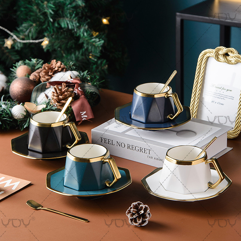 Various colors high quality bone china coffee cup and saucer