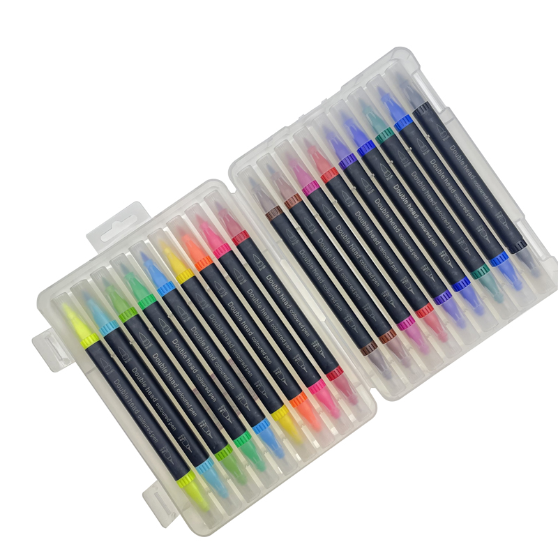 Square dual tip watercolor brush fineliner pen