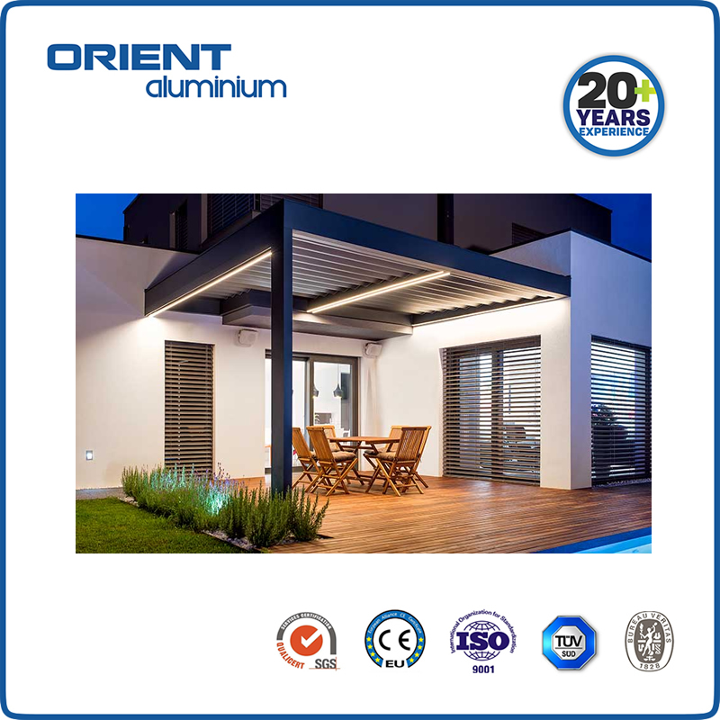 Outdoor Waterproof Aluminum Deck Patio Cover Electric Opening Louver Roof System