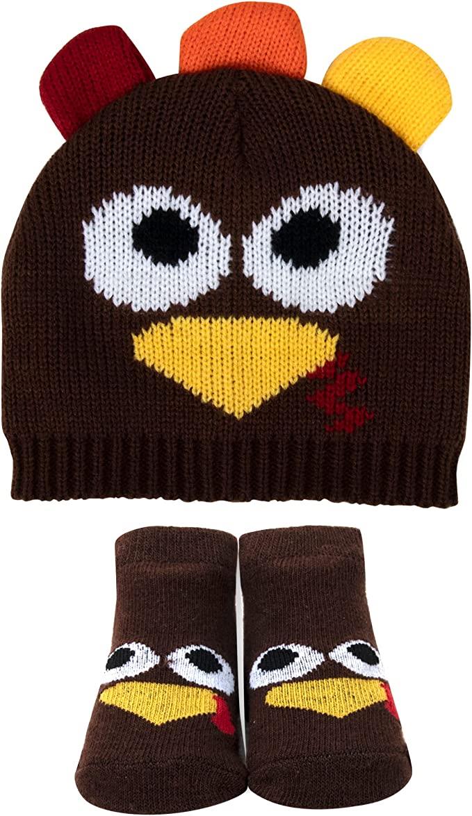 Baby Holiday socks and hats or headbands with bows for Halloween and Thanksgiving,ages 0-6 months -
