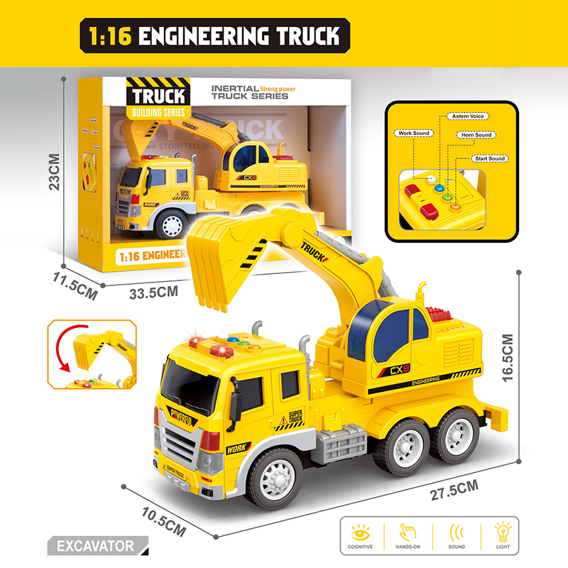 1:16 Friction Truck W/Light&music W/Button Battery