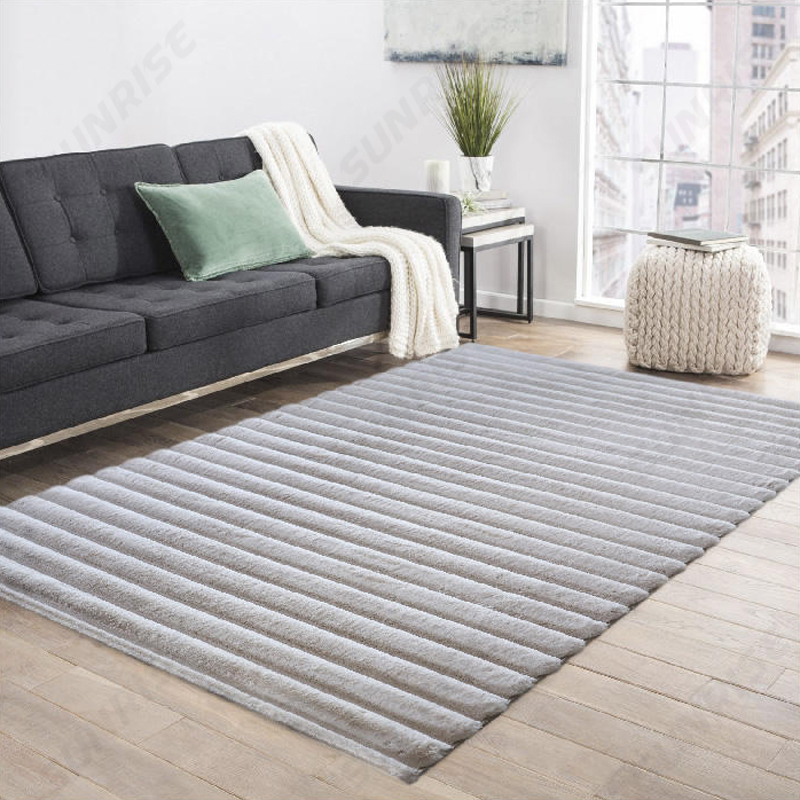Carved Faux Rabbit Fur Rug Carved Fur Carpet with Design for Home decoration