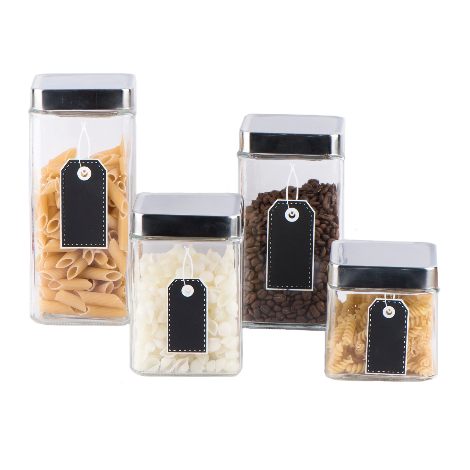 Square glass food jar with square stainless steel lid CCP290k13