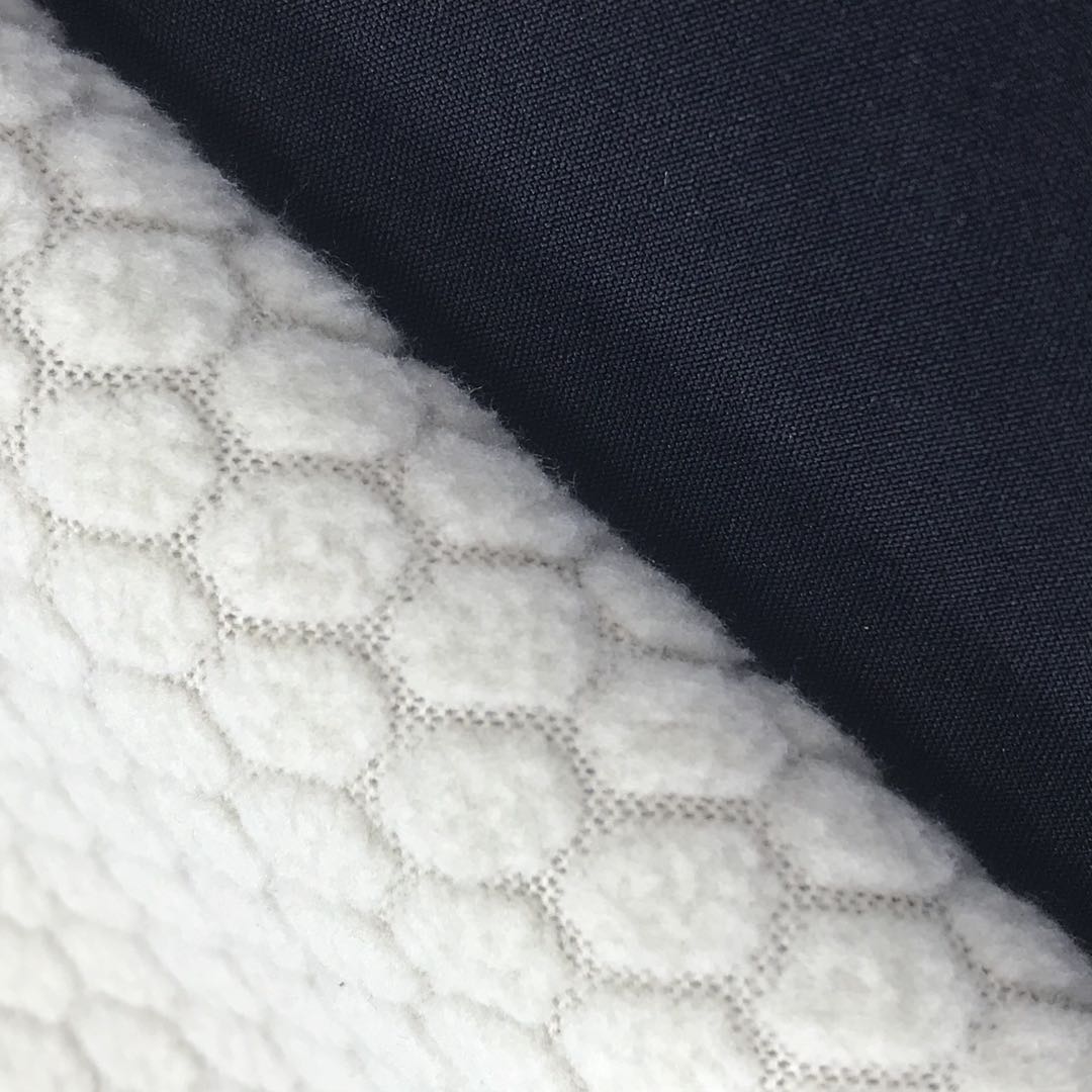 75D four way stretch bonded TPU Hexagonal polar fleece fabric for outdoor jacket