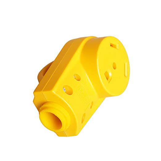 Epicord 125V/30Amp RV Female PowerGrip Replacement Receptacle Plug with Grip Handle, Yellow