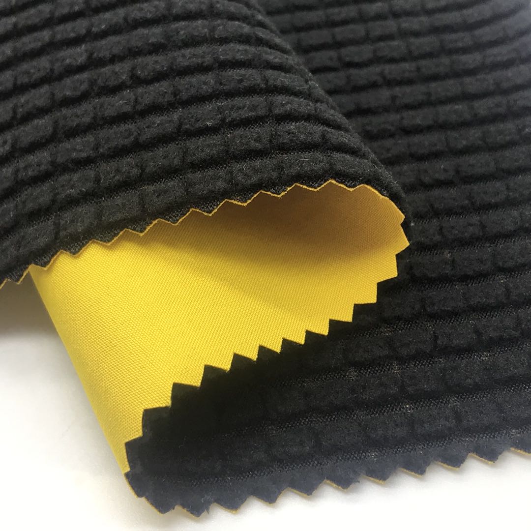 100D four way stretch bonded TPU waffle polar fleece fabric for outdoor jacket
