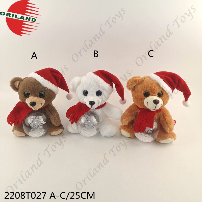 Christmas Snowball Bear Flash Shine Bear Holiday Gift Bear Plush Toy
