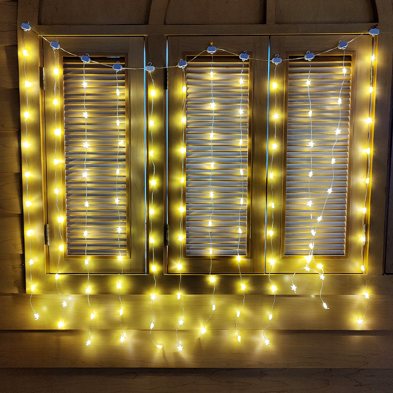 Wholesale holiday indoor decoration string lights star curtain light