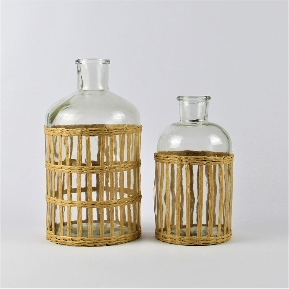 Glass vase + paper weave