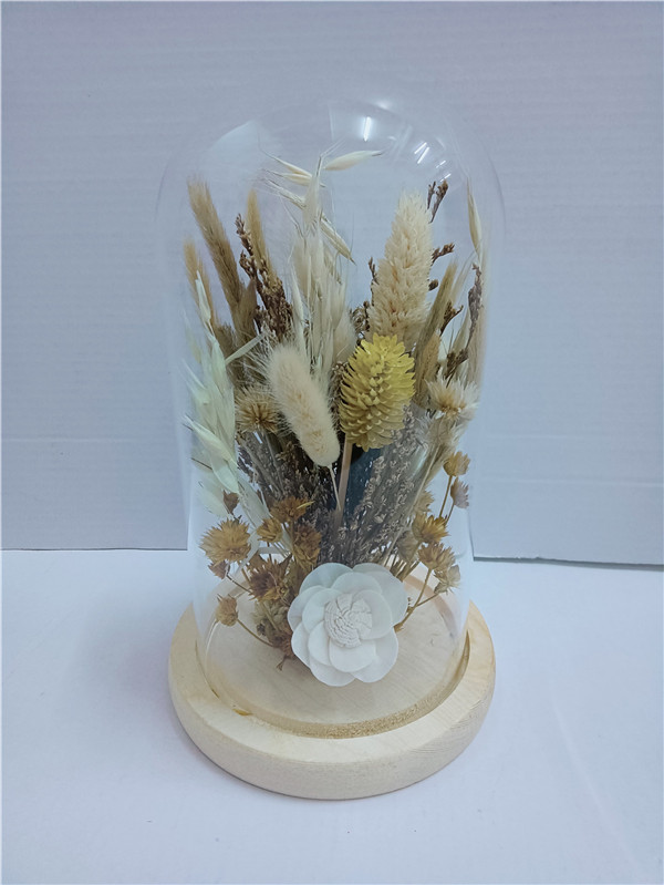 Dired Flowers Arrangement In Glass Cover