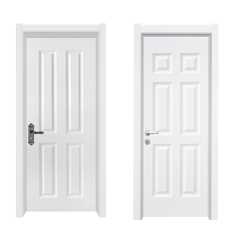 6 panel white painted Primer Bathroom wpc Solid Wood Interior door