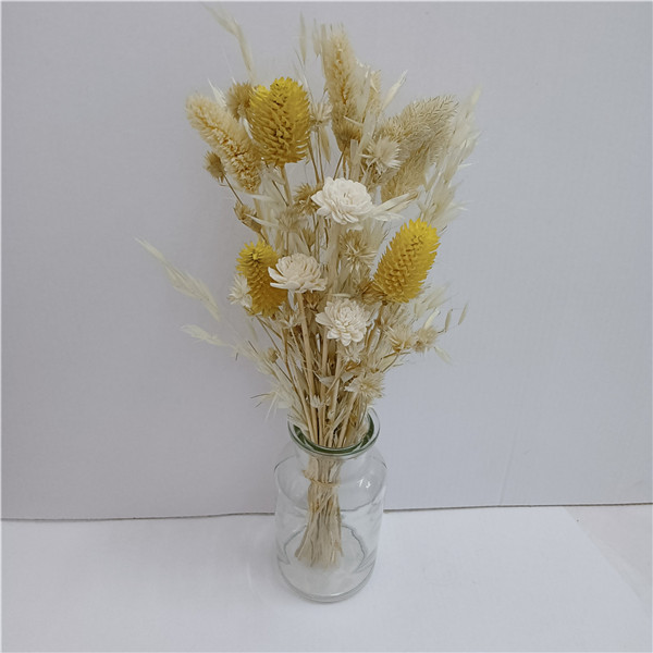 Dired Flowers Arrangement In Glass Vase