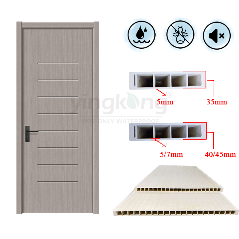 Wholesale price wood plastic composite waterproof indoor door WPC door PVC door in the Middle East