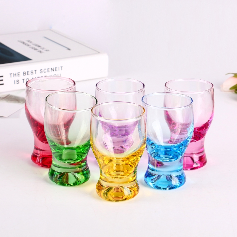 New design heavy base 2oz shot glass set of 6 with color box