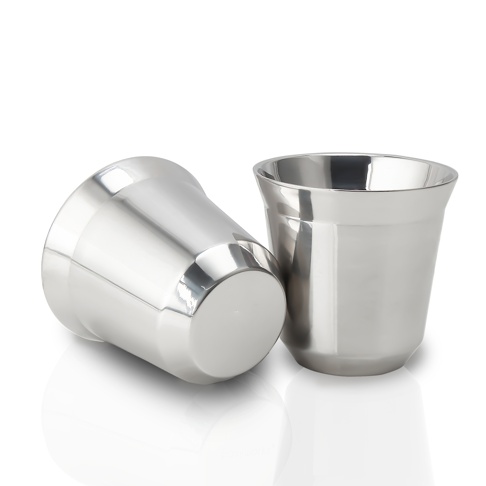 Stainless Steel Espresso Cup 2pcs Set Double Wall Insulated Metal Demitasse Cups