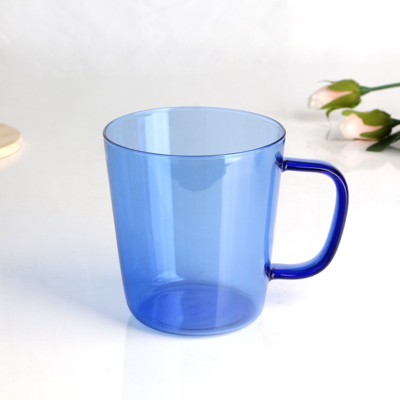 Handmade High Borosilicate Blue glass Mug With Handle