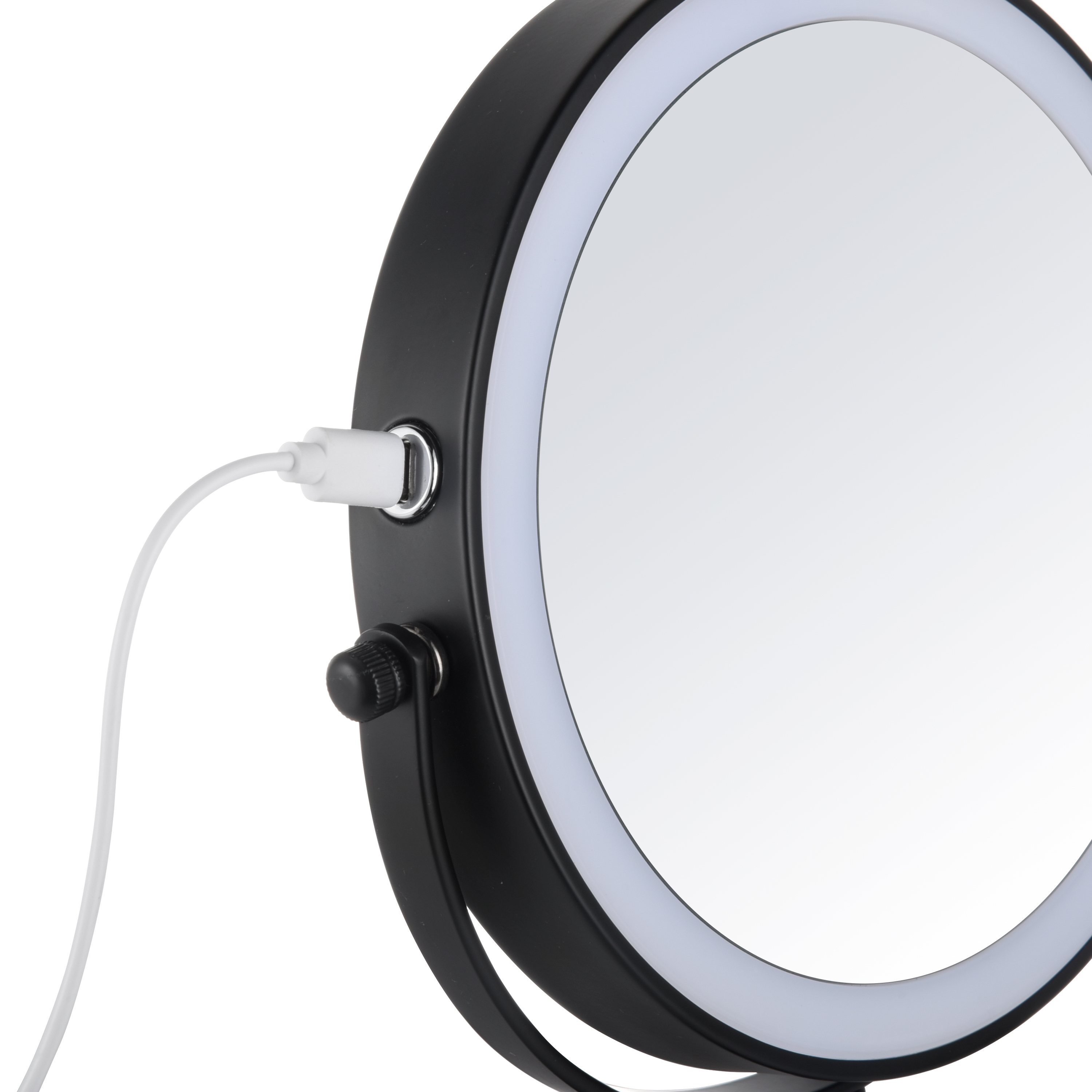 Matte black 7 Inches Dual Sides Rechargeable Metal LED Mirror