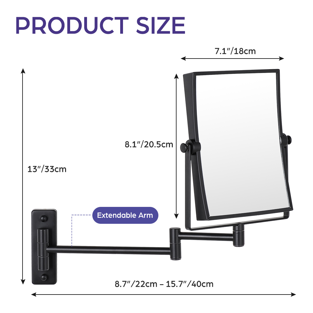 Two-Sided Arm Wall Mounted 360 Degree Rotation Design Wall Mirror for Hotel