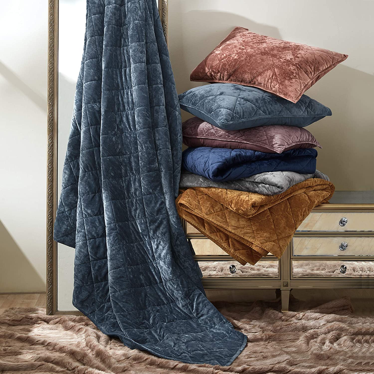 Crystal velvet fleece quilt set
