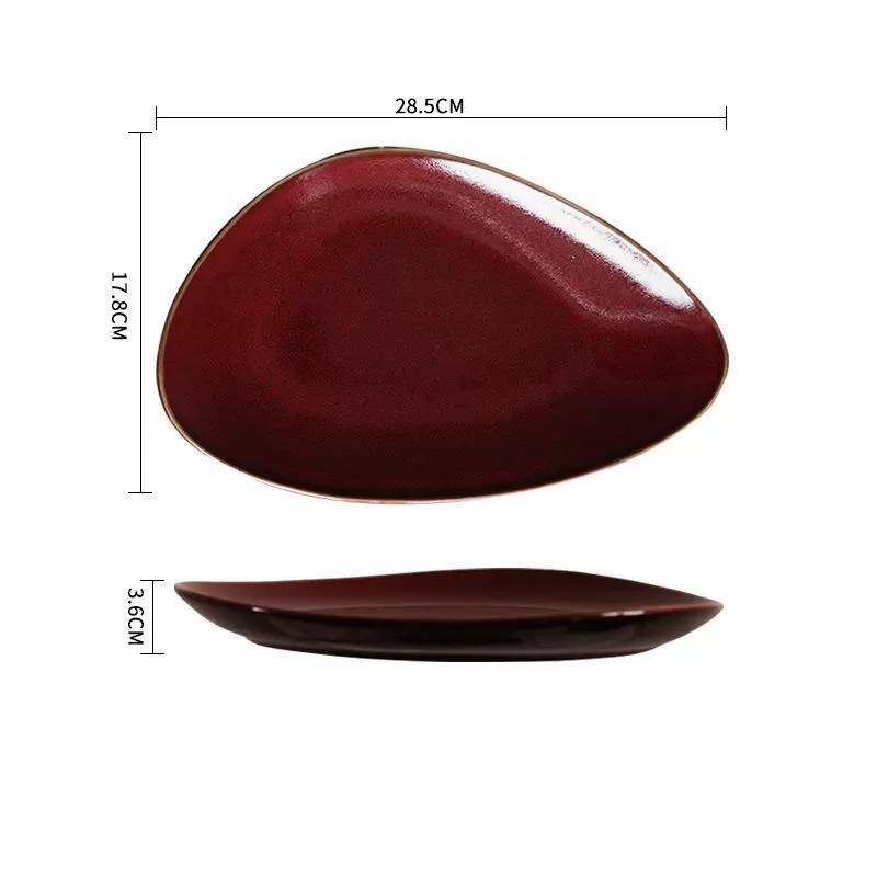 retro Western food plate plate irregular oval fish plate restaurant steak plate sushi plate
