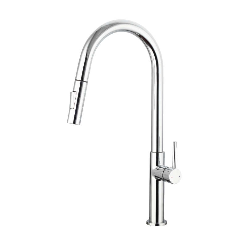 Single Lever Pull-Out Brass Kitchen Faucet