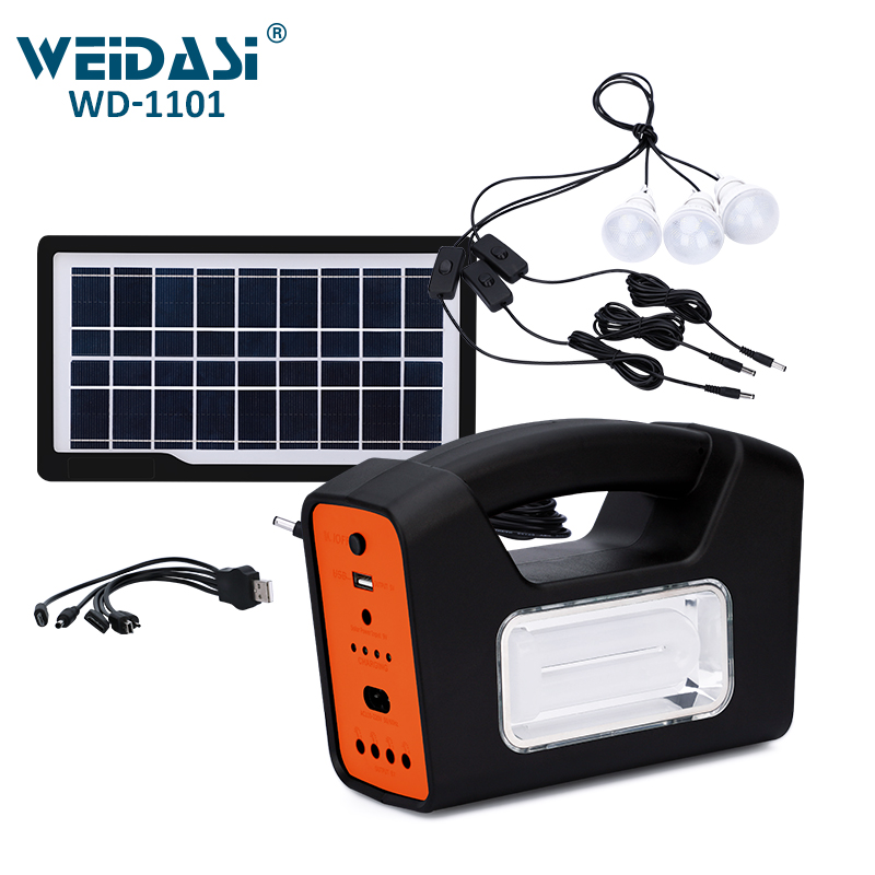 emergency lighting system with solar panel and AC charging for home and camping electricity