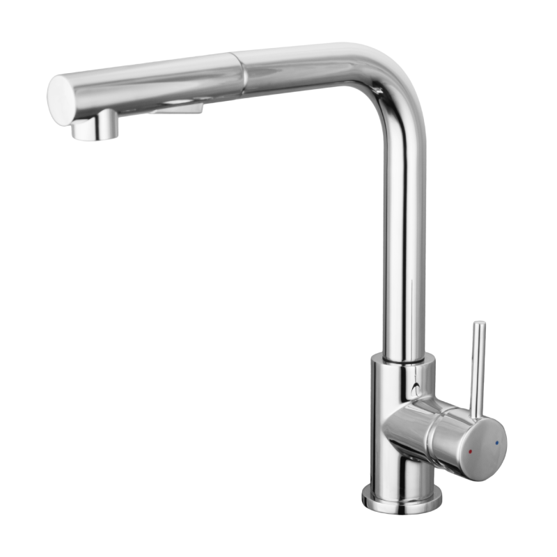 Single Lever Pull-Out Brass Kitchen Faucet