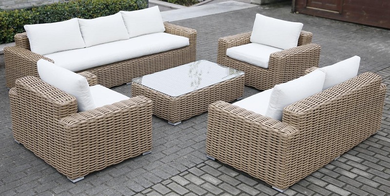 Alum rattan sofa set