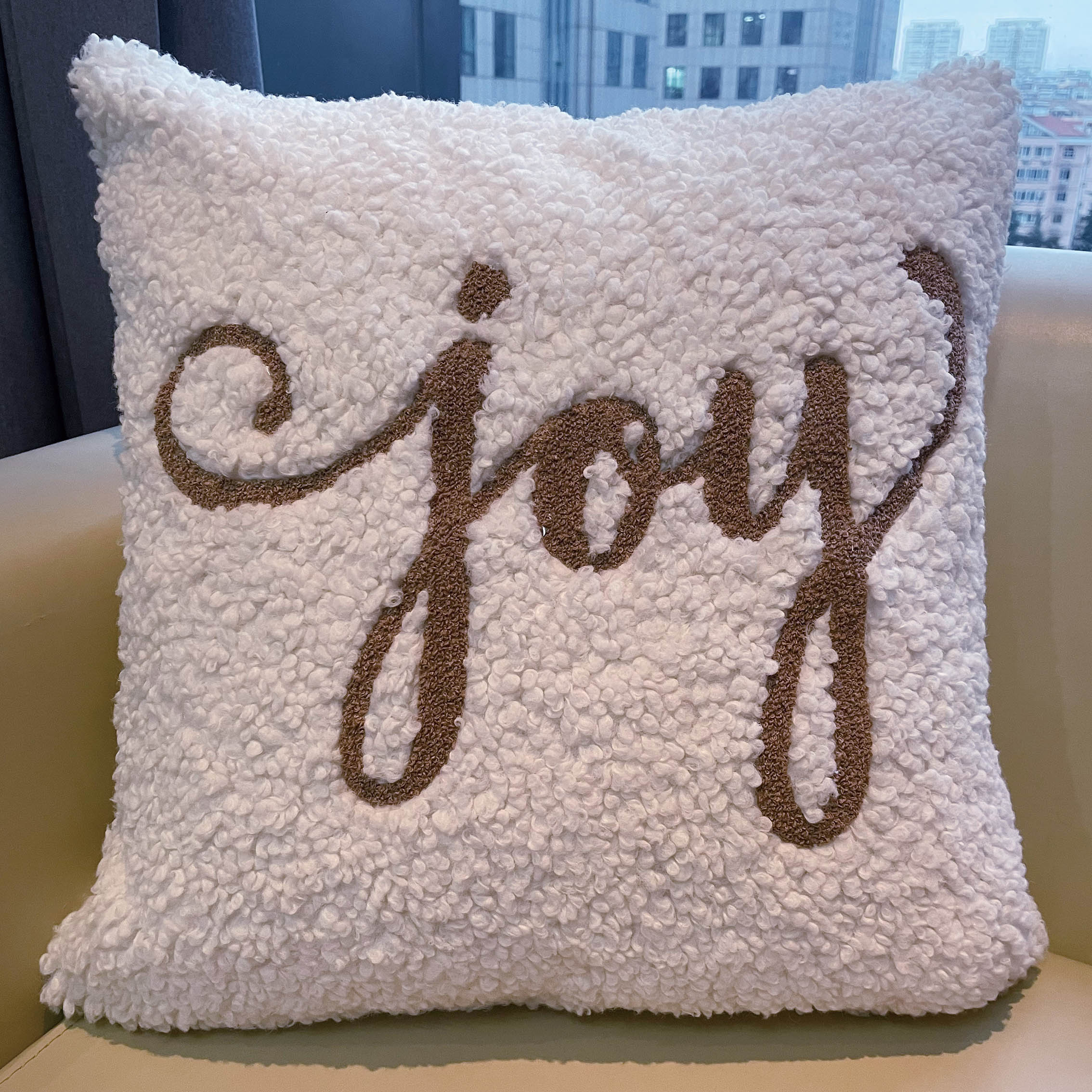 terry embroidery cushion