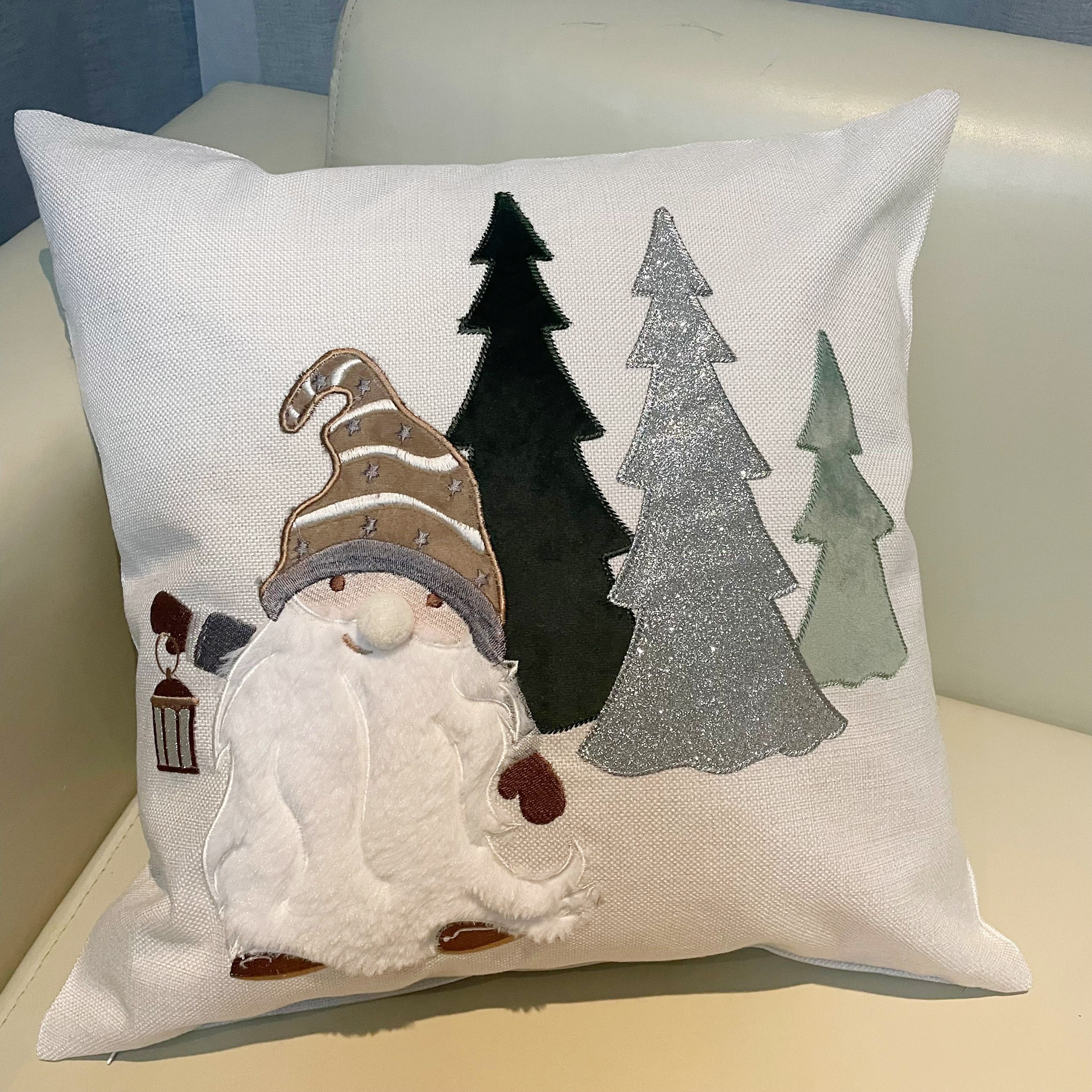 patch embroidery cushion with runner