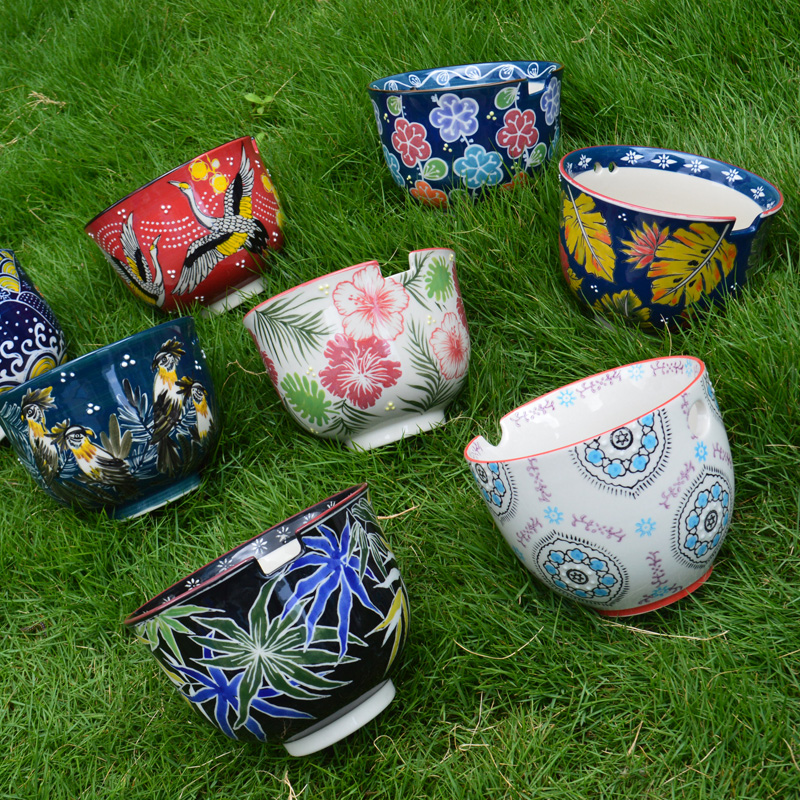 5" ceramic hand painted noodle bowl