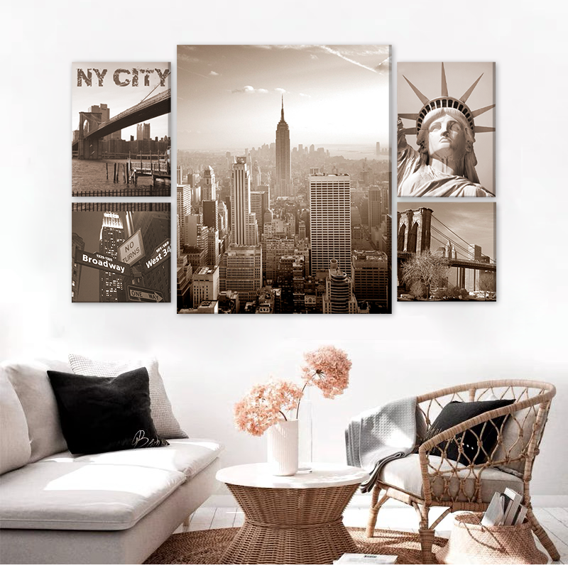 Art Combo Brand Maxim Life Style Abstract design view Five in One Canvas Art Set Canvas wall art