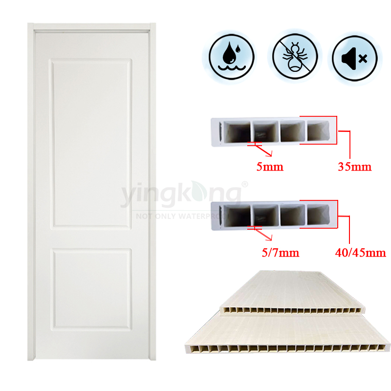 Polymer interior doors frame waterproof others bathroom doors sets hotel WPC door