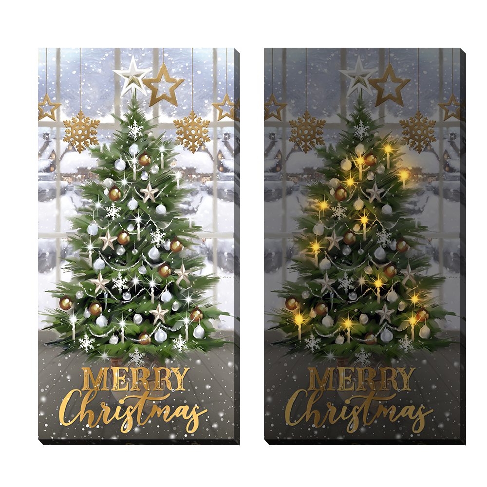 Custom Christmas Tree Snow Scene Festive Gift LED Light Painting Living Room Home Decor