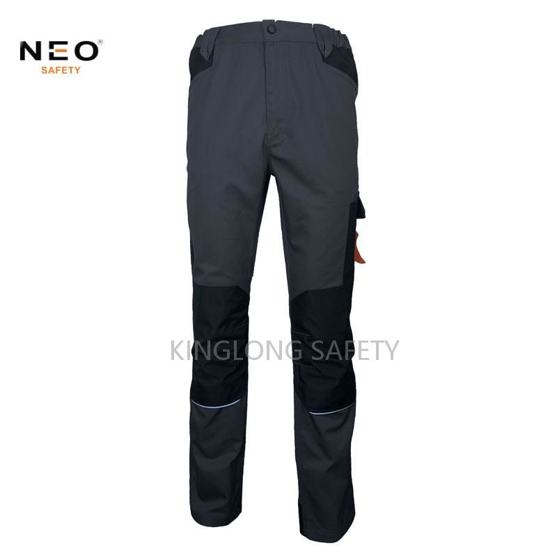 Gray color workwear men's pants with poly stretch fabric