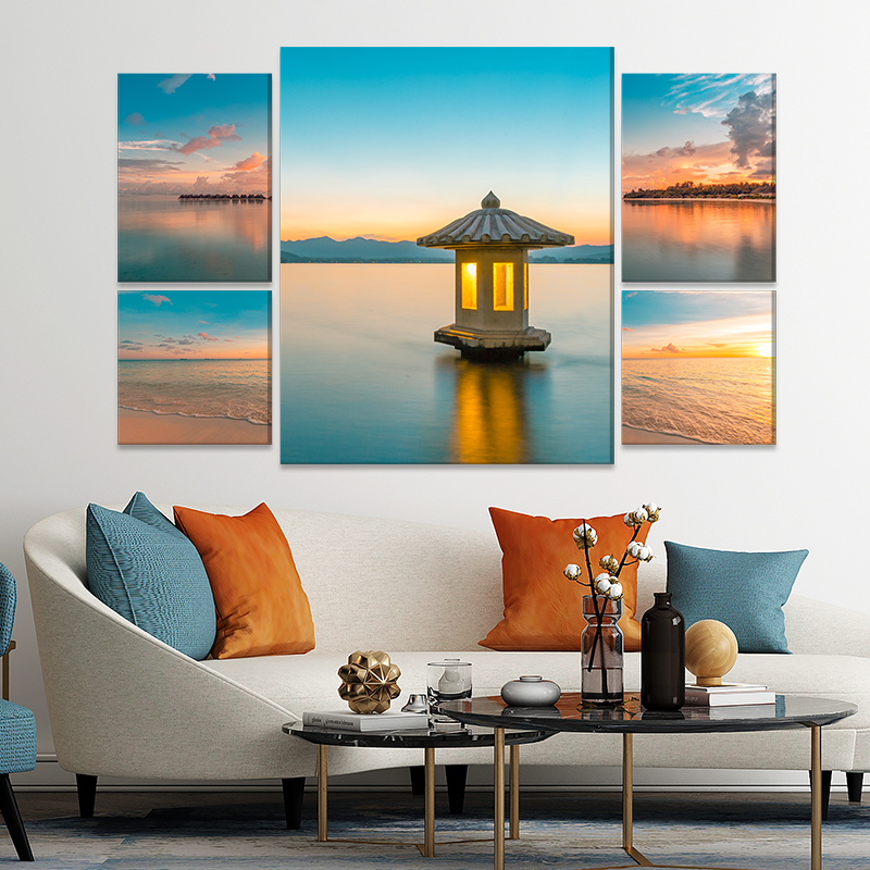 Maxim City Scape Hot Sell Wall canvas painting Five in One Canvas Art Set Canvas wall art