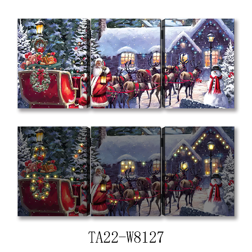 Santa Elk Christmas Gifts Home Decor Paintings with LED light