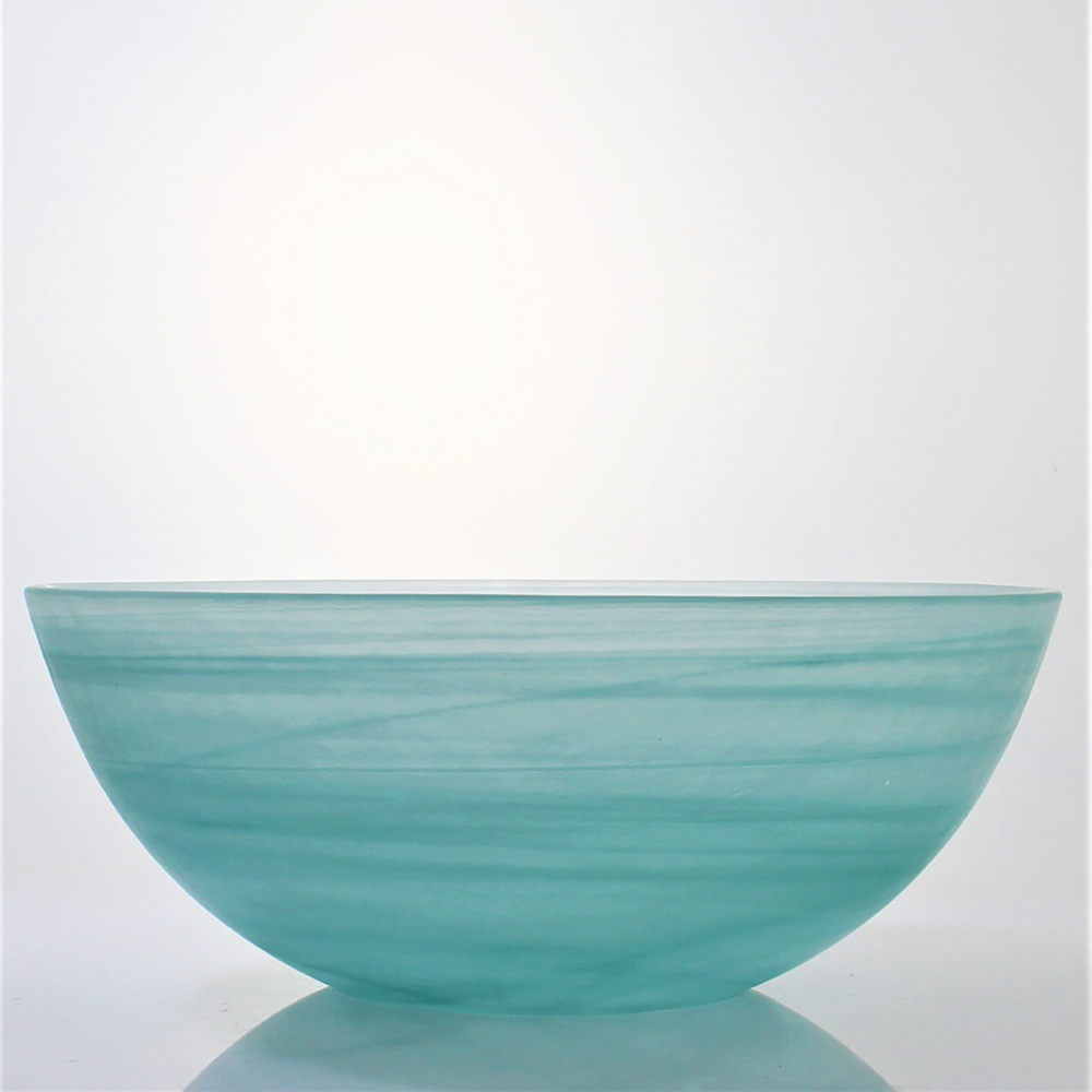 Green Cloudy Appearance Glass Salad Bowl