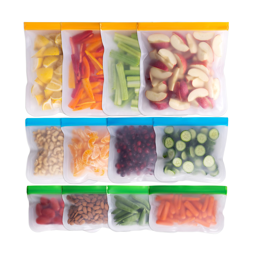 BPA FREE Zipper Leakproof Freezer Bag Washable Reusable PEVA Sandwich Snacks Ziplock Storage Bags