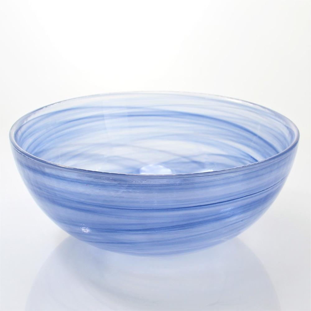 Blue Cloudy Appearance Glass Salad Bowl