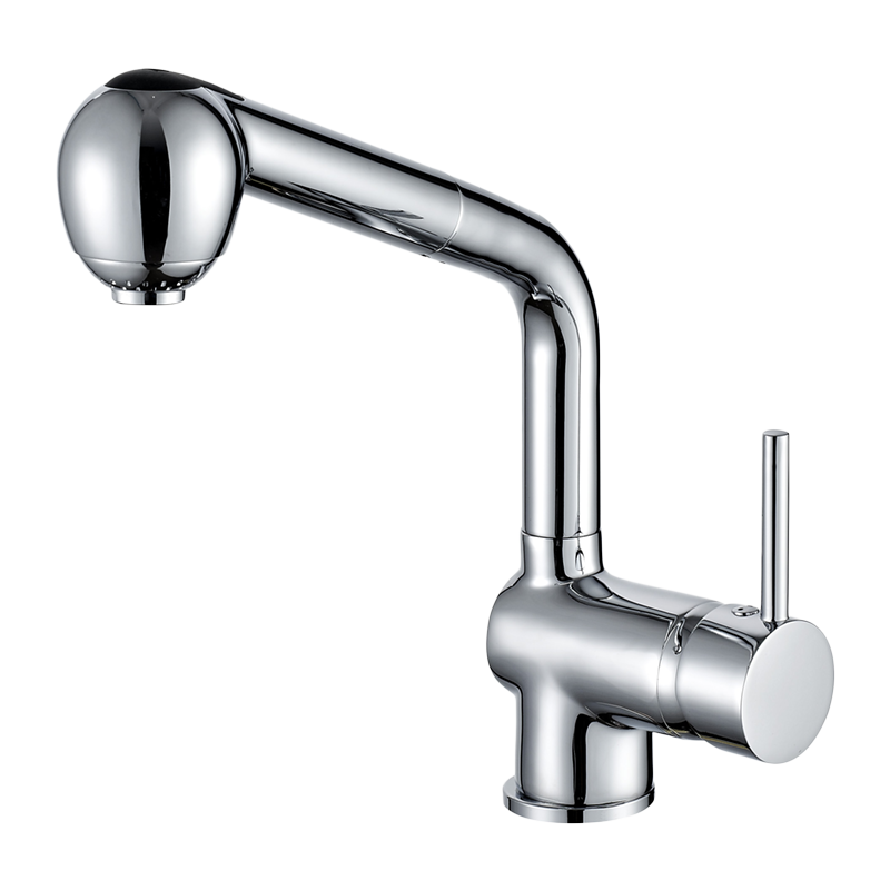 Single Lever Pull-Out Brass Kitchen Faucet