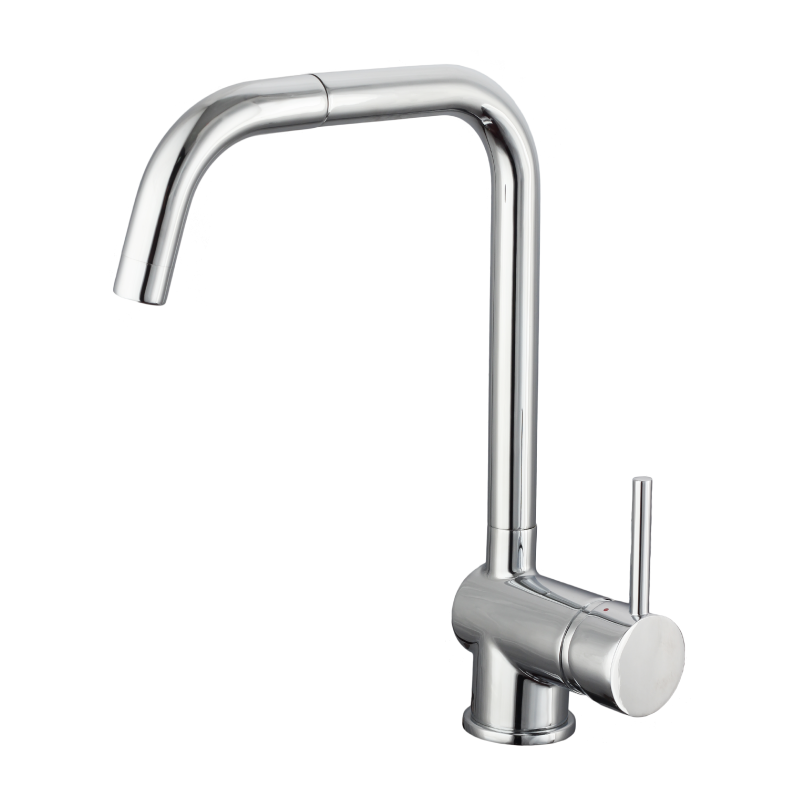 Single Lever 120° Rotatable Spout Brass Kitchen Faucet