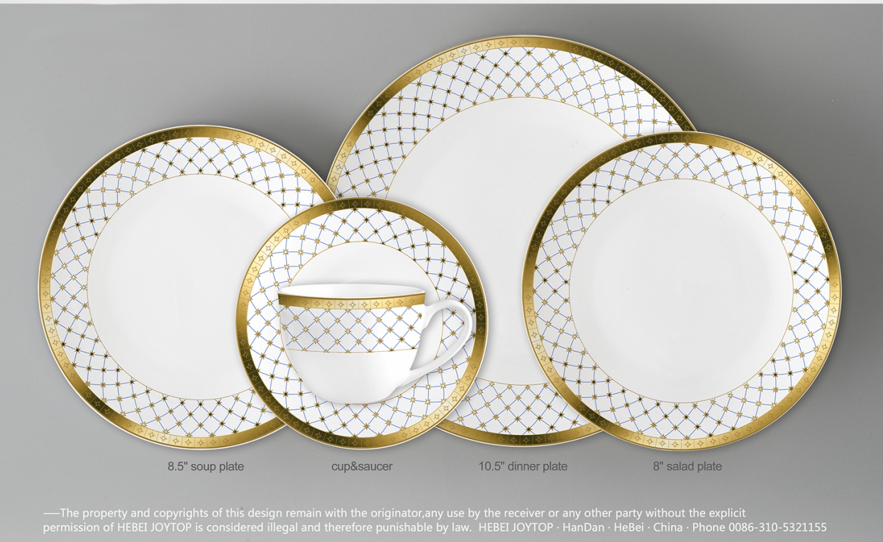 20pcs gold decal super white new bone china