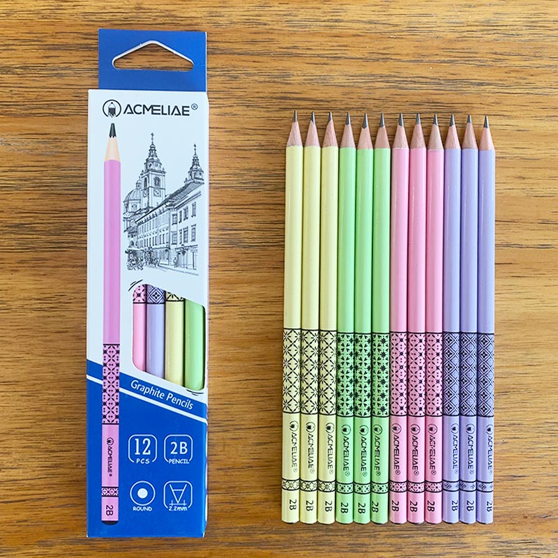 #2B Candy Color Foil Prinitng Pencil Round(Spot Supply)