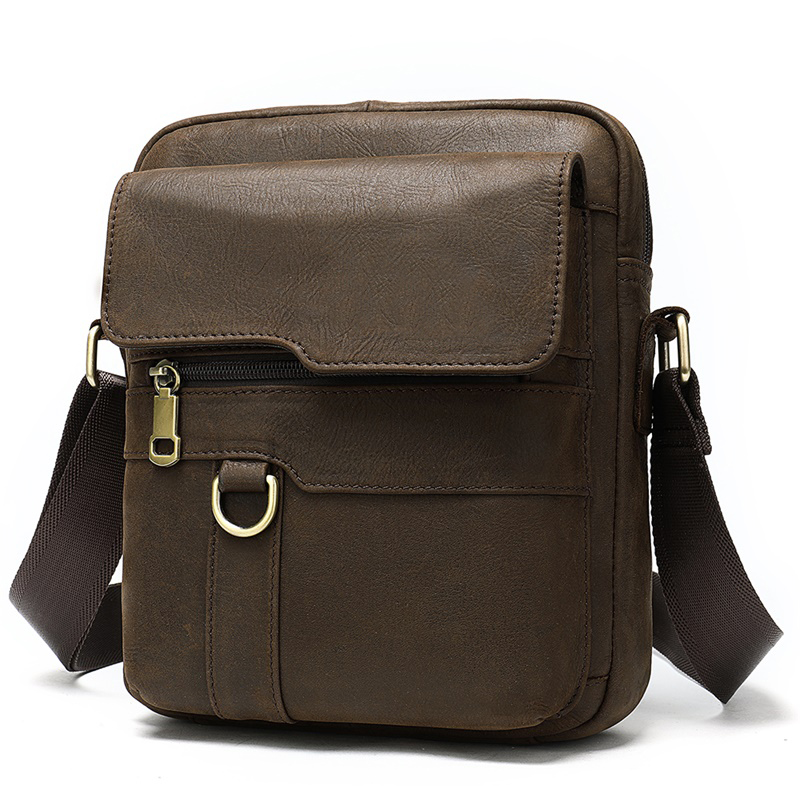 Casual Travel Brown Business Crossbody Purse Satchel Handbag Leather Messenger Bag for Men