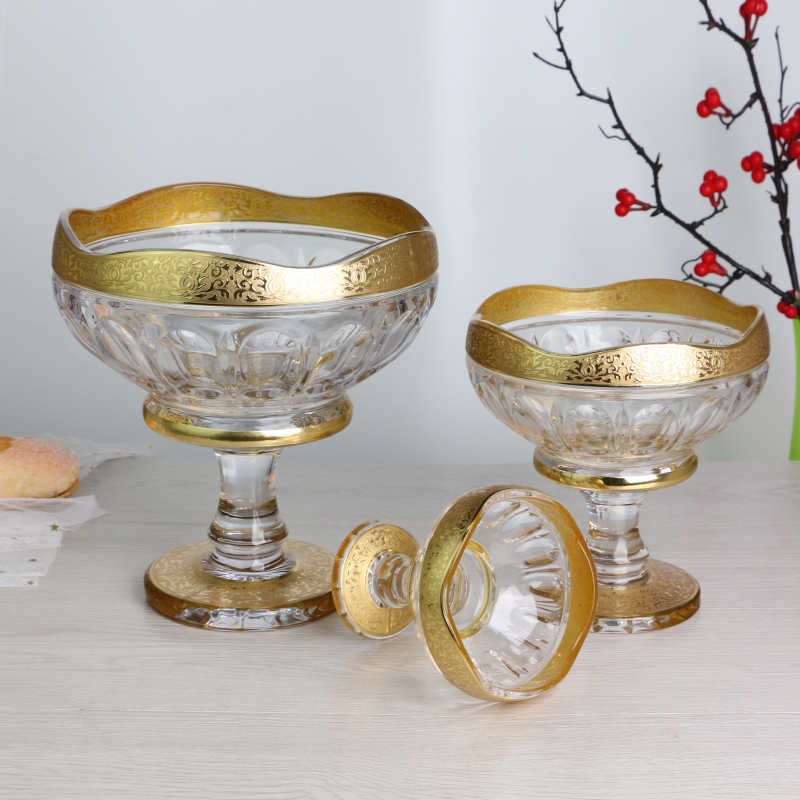 Good Quality Uzbekistan Popular Style 1+2+6 Set Crystal Bohemia Glass Bowl Series