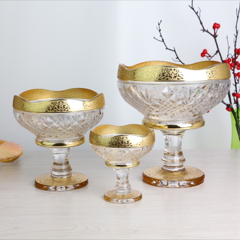 Uzbek Popular Style 1+2+6 Set Bohemia Series Glass Bowls Set Glassware 9pcs