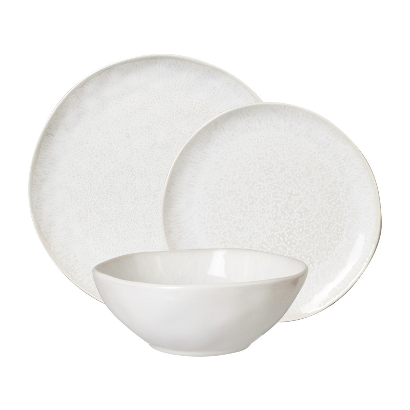 Wholesale Customized Ceramic White Reactive Ceramic Dinner Plates Bowls Set