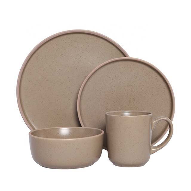 Stoneware Custom Ceramic Dinnerware Round Kitchen Dinnerware Set Dishes Plates Bowls Service for 4