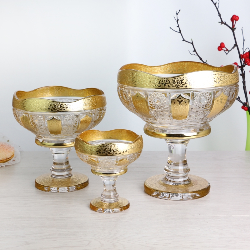 9pcs Bohemia Glass Bowls 1+2+6 Set Glassware